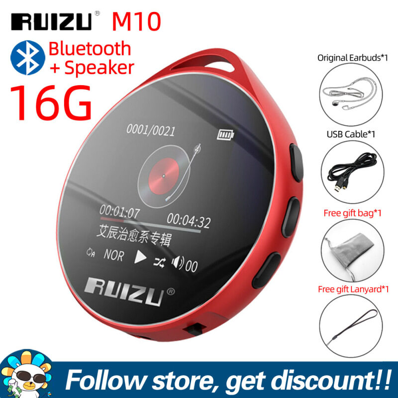 RUIZU M10 Bluetooth MP3 MP4 Player With 1.44 Inch Screen 8GB 16GB HIFI Music Video Player With Built in Speaker Support FM Radio EBook Voice Recorder Portable Audio Walkman MP3 Music Player