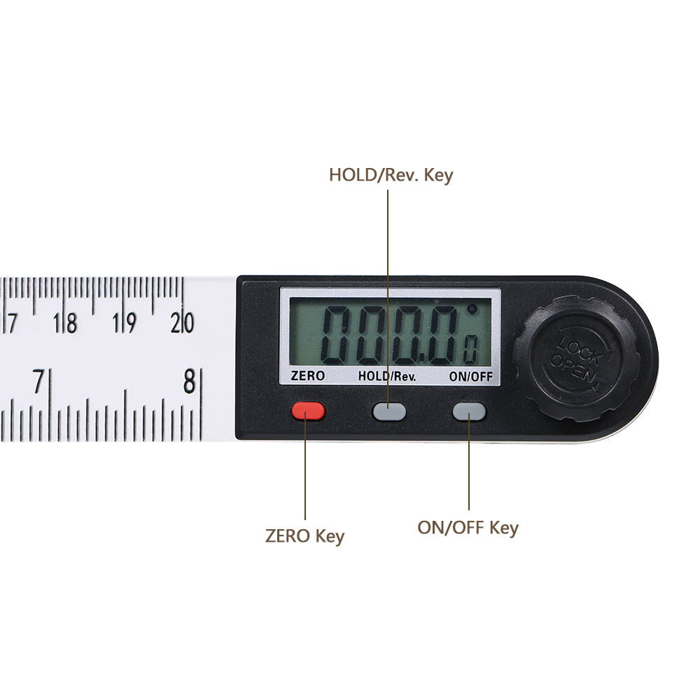 Thước Đo Góc Hiển Thị LCD Kỹ Thuật Số Đa Năng 0-200Mm Thước Đo Lực Kế Điện Tử 360 ° Dụng Cụ Đo Có Chức Năng Giữ Và Zeroing