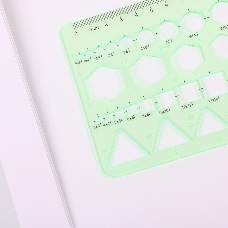 Geometric Plastic Circles Squares Hexagons Triangle Template Ruler Drawing Tool
