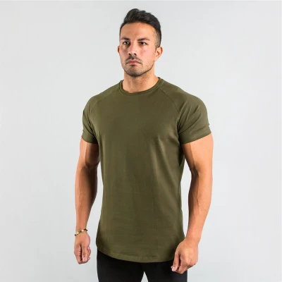 Fashion Men Short Sleeve Cotton t-shirt Summer Casual Gym Clothing Fitness Mens Bodybuilding T shirt Male Slim Fit Tees Tops