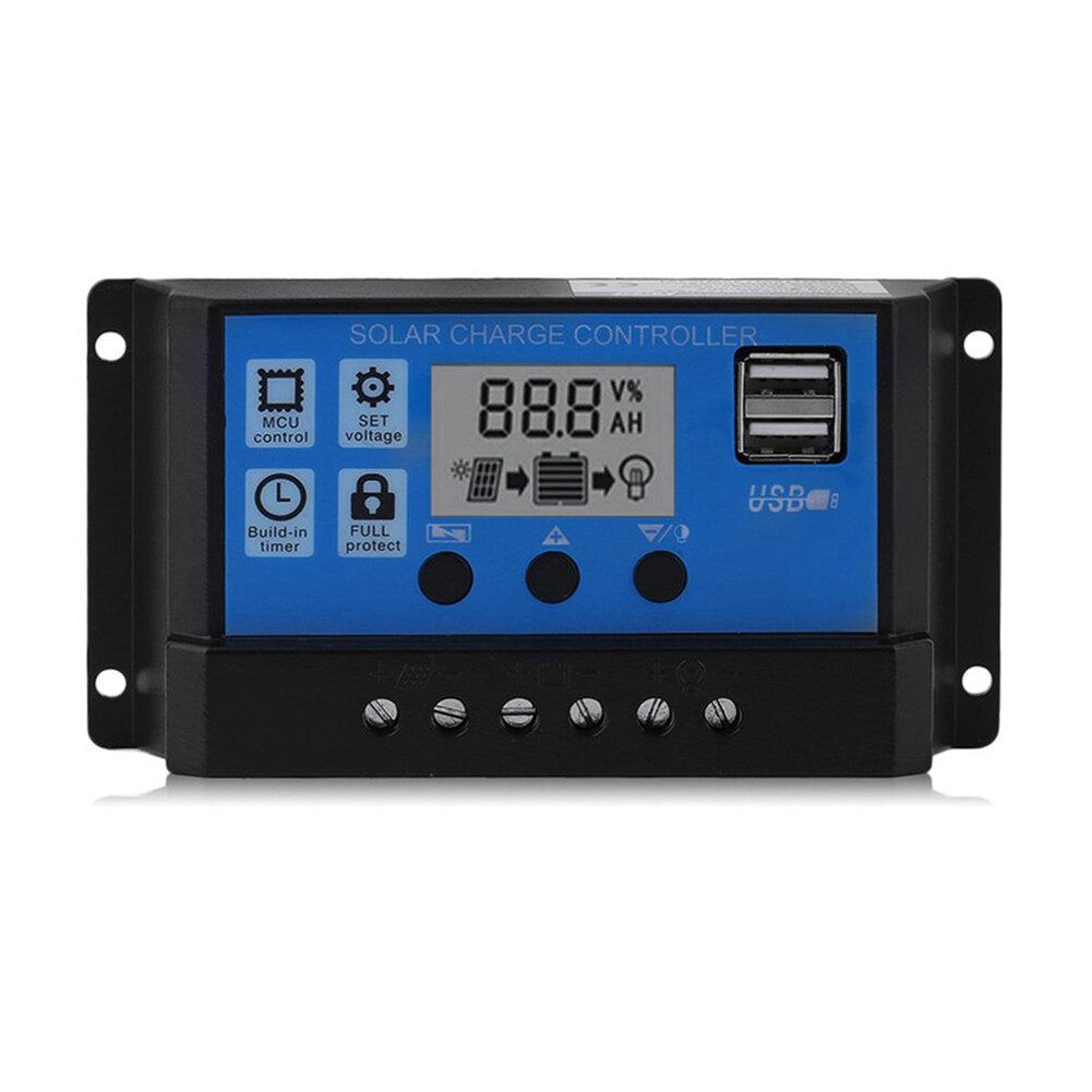 KKmoon 100A Solar Panel Controller Solar Recharger Controller LCD Display Screen Street Lamp System Recharge Controller PWM Recharge Management Dual USB Output Controller