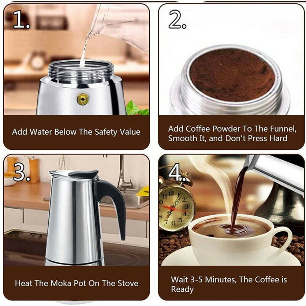 2/4/6/9-cup Pot Latte bếp Thép Top Maker cà phê Moka