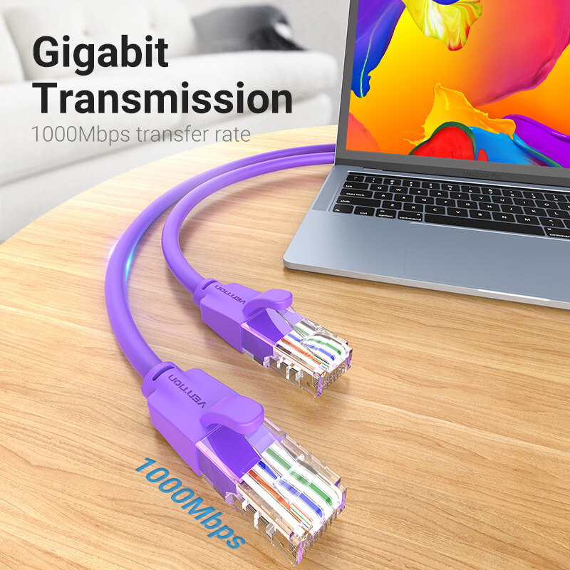 Vention Cat6 Ethernet Cable Gigabit RJ45 Network Wire Lan Cable Plug Connector Unshielded network cable 1m 2m multiple colour for Laptop Router Switch TV Internet Cable Cord Wire