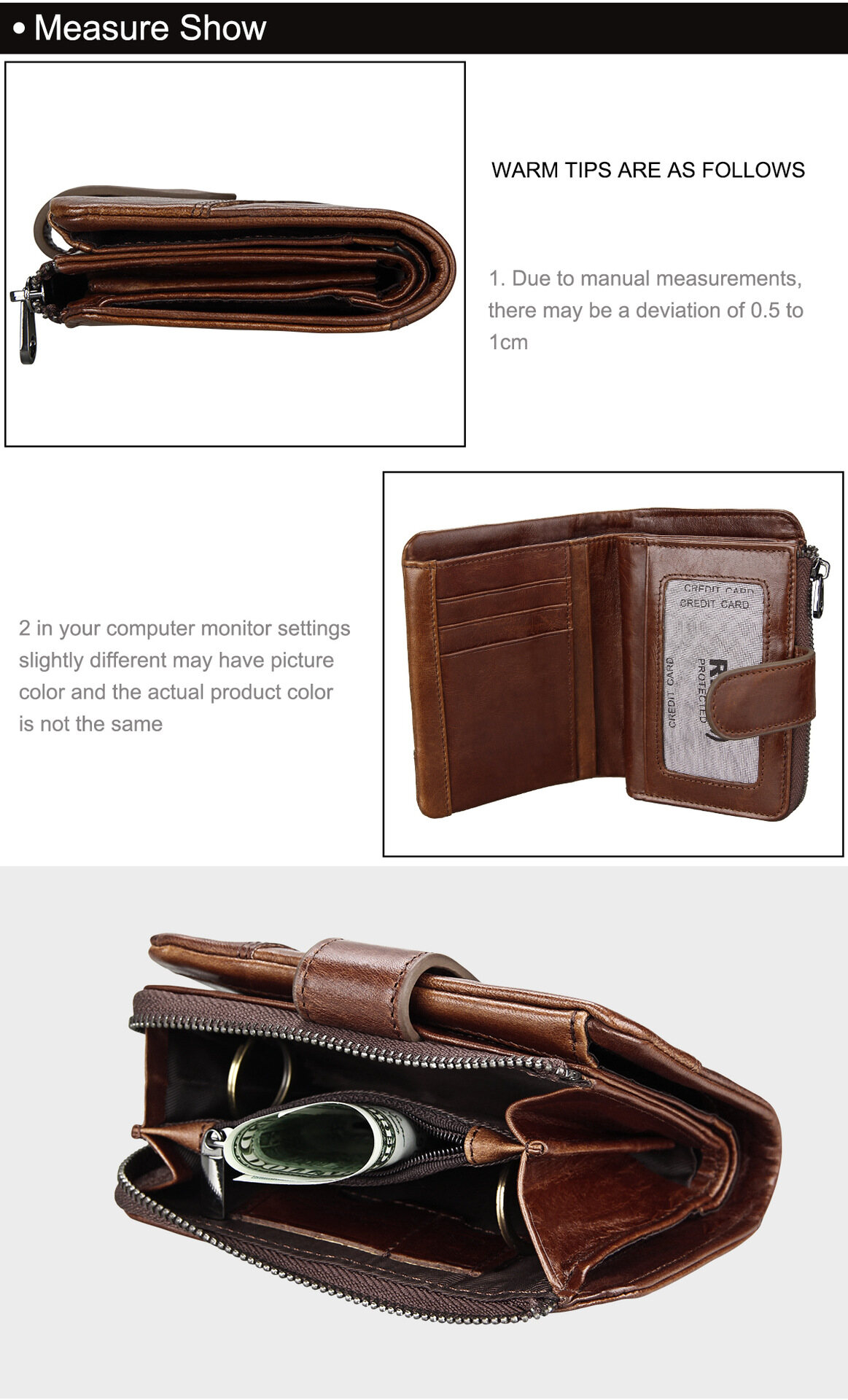 Royal Bagger Italian 100 Genuine Cow Leather RFID Short Wallet High