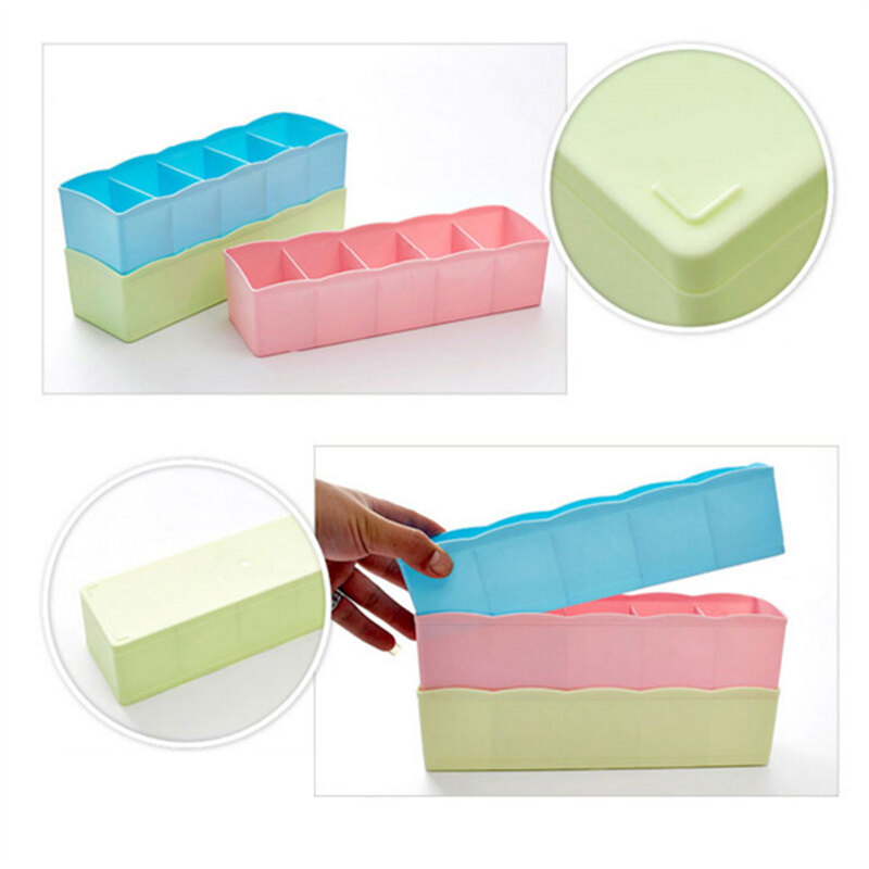 Household Japanese-style 5-grid Multi-purpose Plastic Storage Box Underwear Socks Storage Box Drawer Wardrobe Organizer
