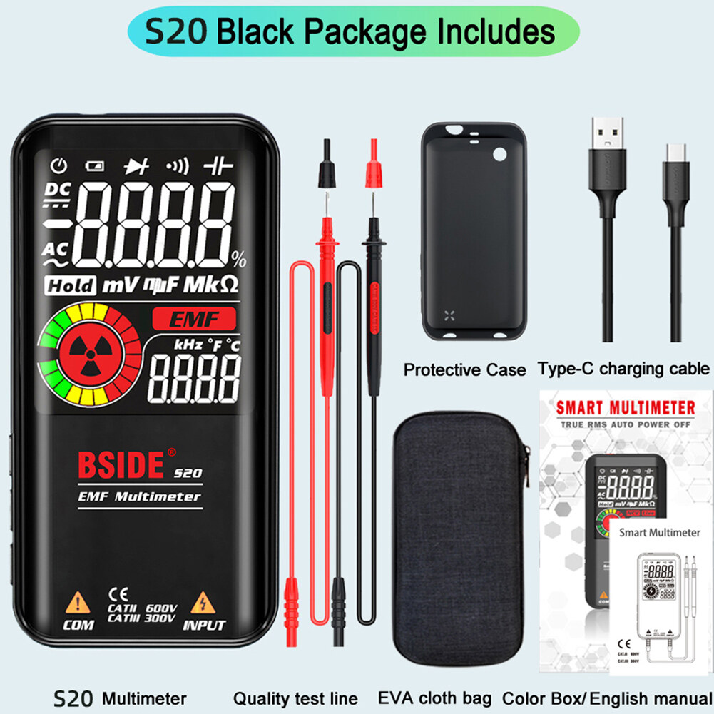 Bside s20 voltage ncv hz emf digital multimeter ohm frequency diode tester