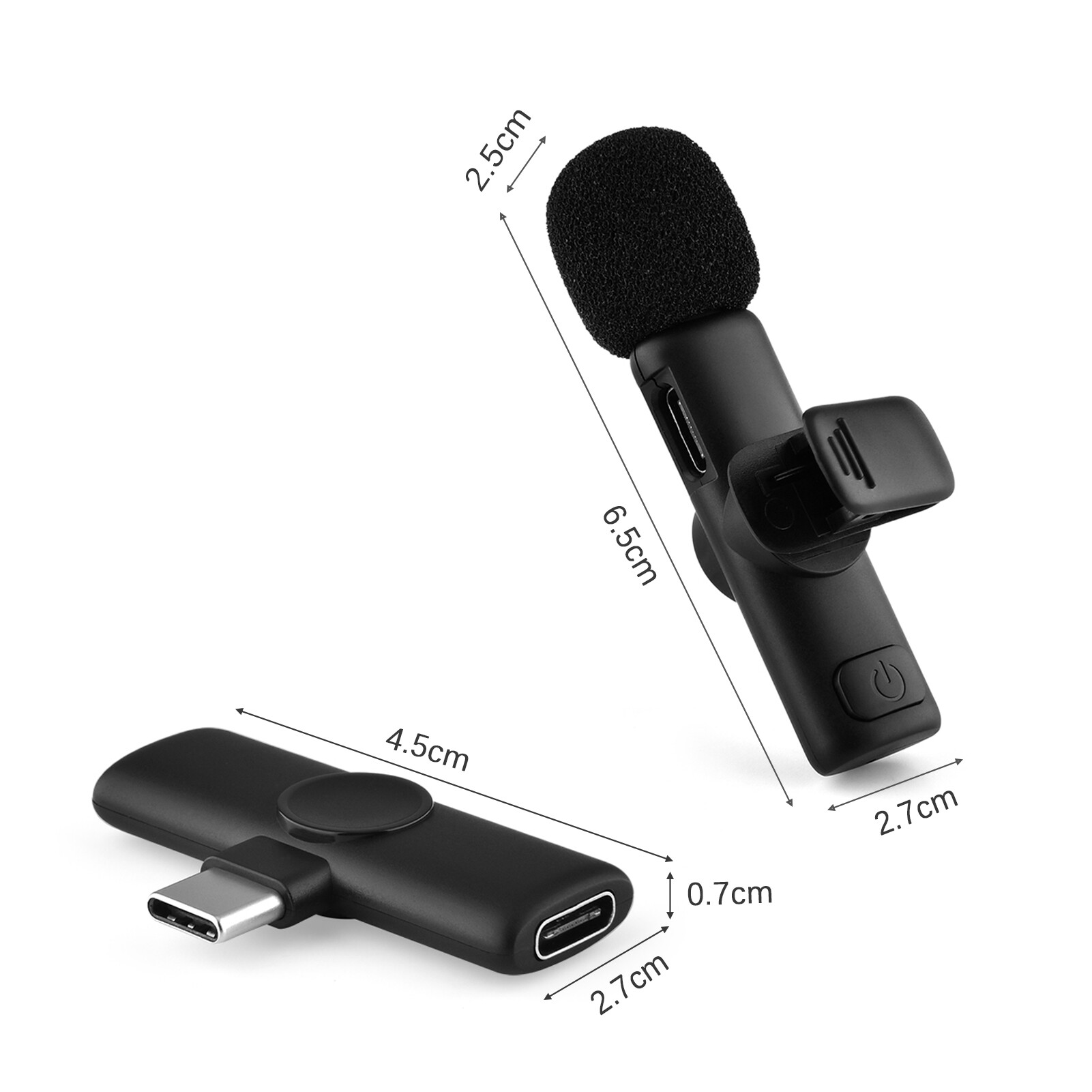 nishore- Andoer One-Trigger-One Mini 2.4G Wireless Microphone System(1 Trans-mitter + 1 Receiver) Clip-on Mic 20M Transmission Range Built-in Batte-ry Plug-and-Play for Type-C Smartphones Tablets Vlog Live Streaming Interview