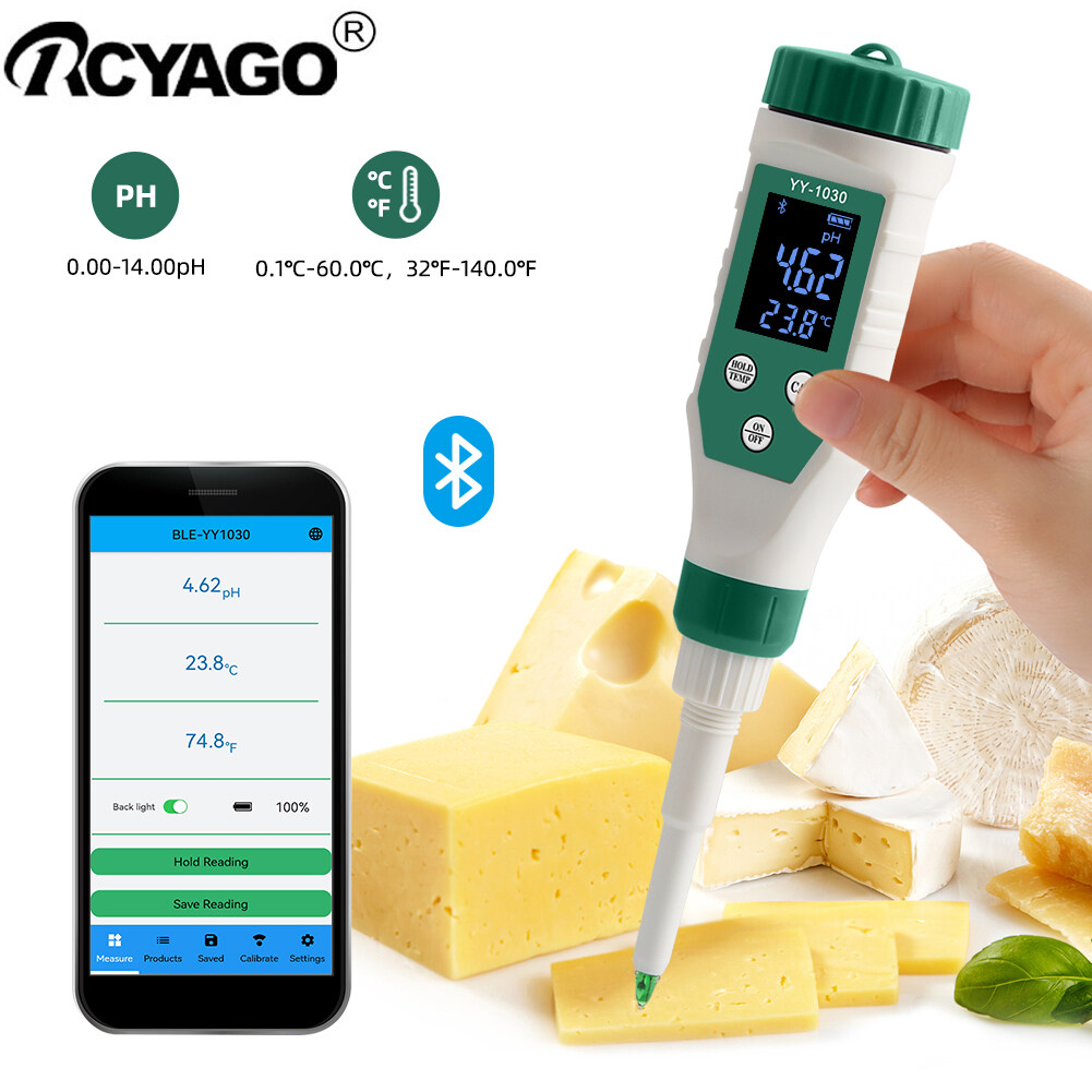 RCYAGO Smart Bluetooth Food PH Meter Water, High Precision ATC with