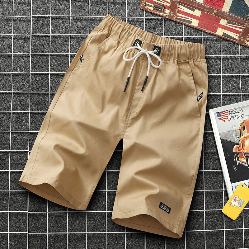 100% Cotton Men's Shorts Fashion Short Pants With Back Pocket Drawstring Casual Half Pants