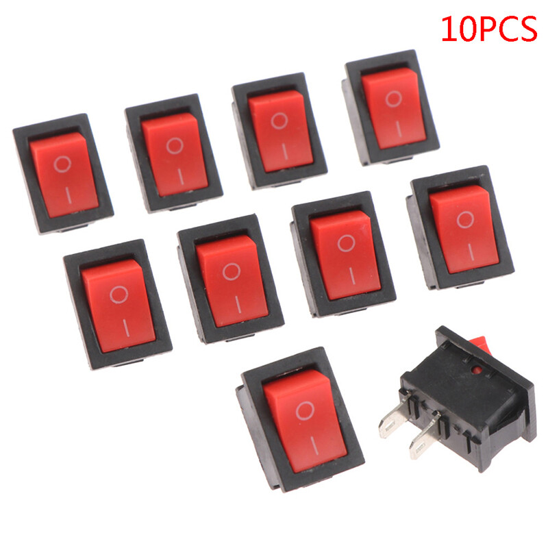 Fulai 10pcs 2pin 21x15mm rocker switch 6a 250vac power switch on-off red black white