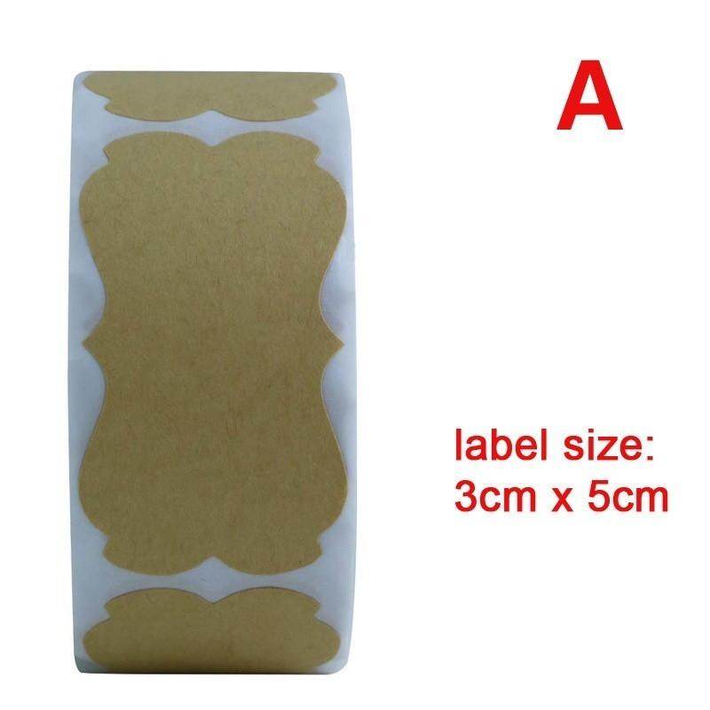 300 Tờ Giấy Kraft Trắng Cổ Điển Nhãn Dán Niêm Phong Giấy Tự Dính Đóng Gói Làm Bánh Phân Loại Nhà Bếp Nhãn Quà Tặng