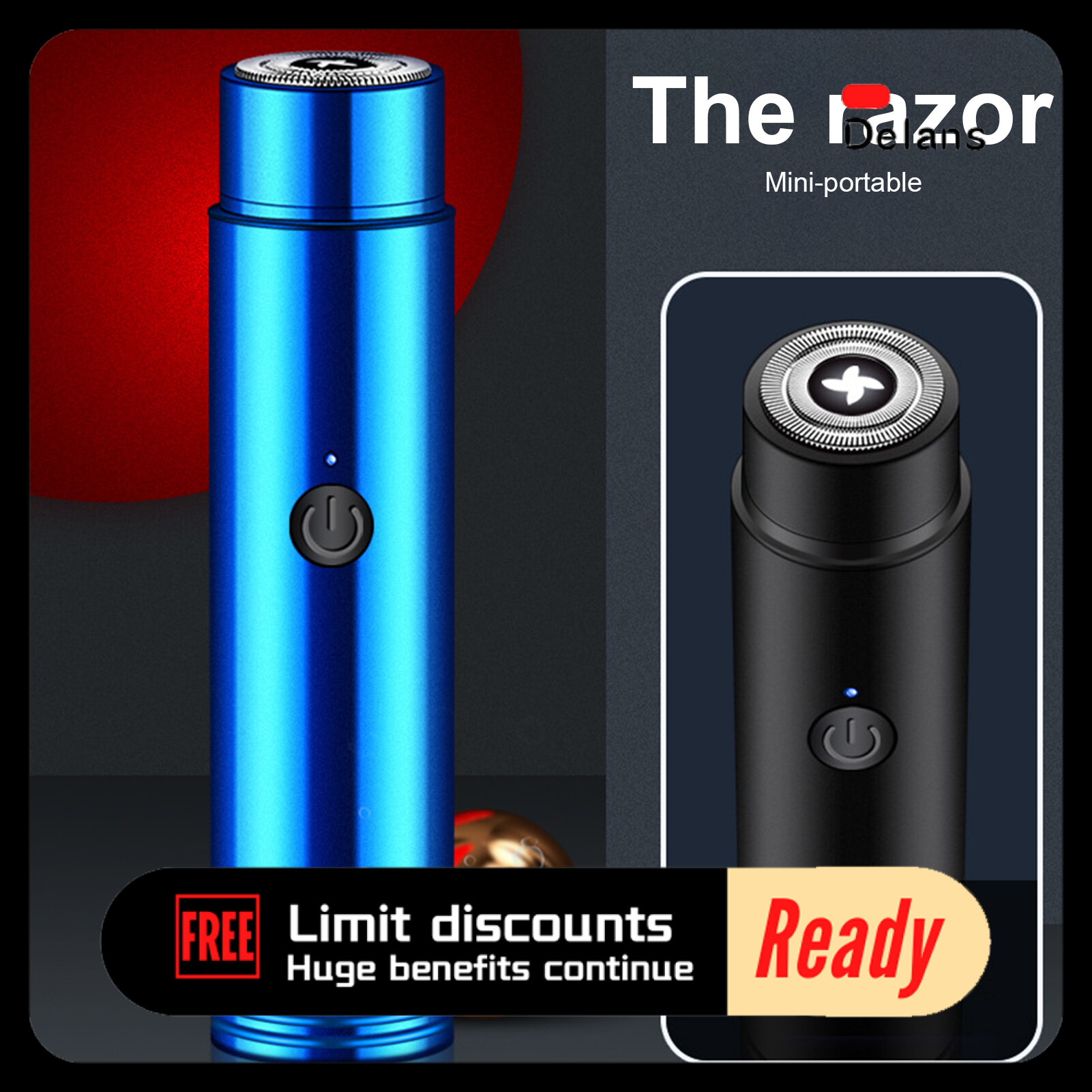 Delans Rechargeable Razor Shaver Micro-vibration Motor Anti-scratch Fireproof ABS Mini Men Electric Shaver for Home