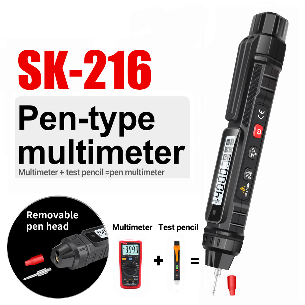 2in1 Electric Test Pen Digital Multimeter Professional Voltage Current Resistance Measurement Test Meter Live Wire Recognition Data-hold LCD Display Tester