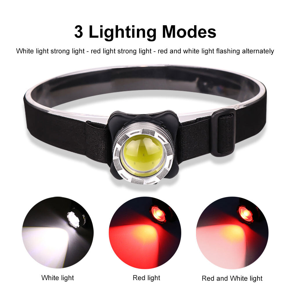 【Hot Sales】VIRWIR LED Small Mini Headlight Red and White Light Work Light 3 Lighting Modes Rechargeable Outdoor Lighting Strong Light Small Headlight 100000LM