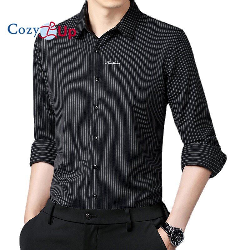 Cozy Up Áo Sơ Mi Dài Tay Phong Cách Anh Mỏng Có Ve Áo Bằng Polyester Batik Sọc