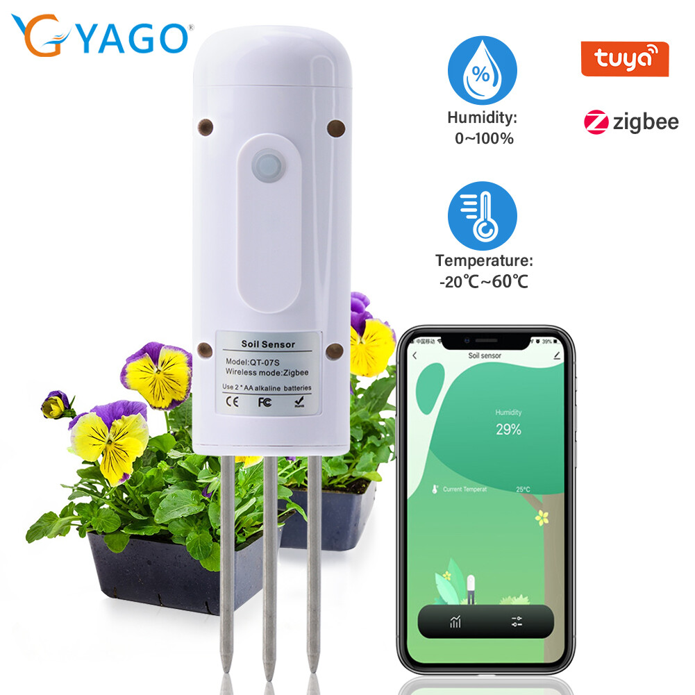 RCYAGO Máy Dò Độ Ẩm Nhiệt Độ Đất Thông Minh WiFi Tuya Cảm Biến Đất Thực Vật Không Dây Máy Theo Dõi Độ Ẩm Đất Cho Nhà Kính Cây Trồng