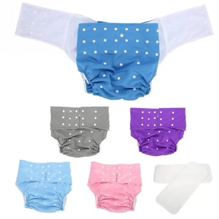 Sky Blue 5 Colors Washable Adult Pocket Nappy Cover Adjustable Reusable Diaper Cloth Adult Pocket Diaper