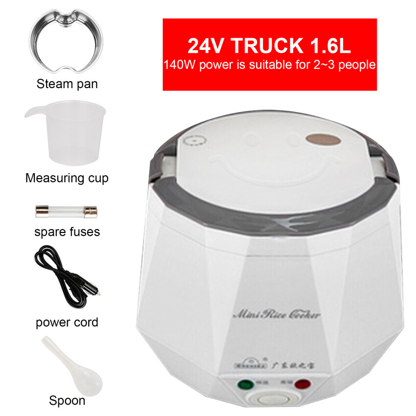 12v 100w 1.6l portable electric mini rice cooker microwave rice box smart mini cooker 12v/24v for car/truck