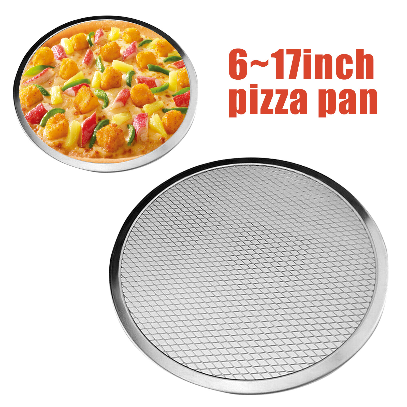 Khay Nướng Bánh Pizza Bằng Nhôm 6-17 Inch, Dụng Cụ Làm Bánh Nướng Bánh Ngọt Chống Dính Có Lưới