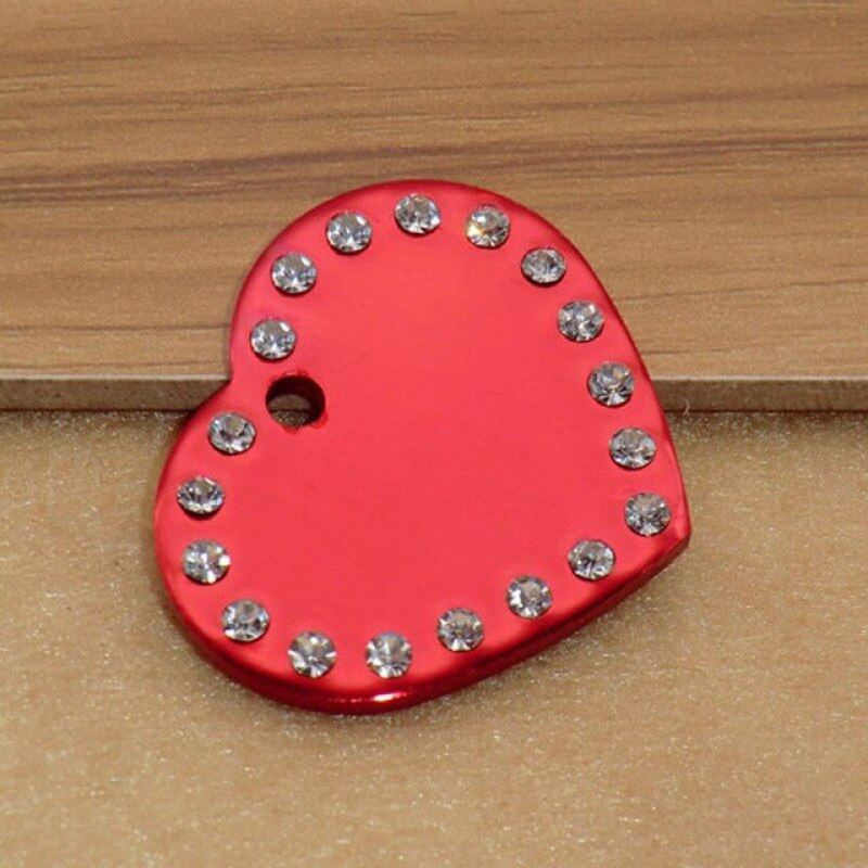30 Cái/lốc Trống Dog ID Tag Nhôm Pet Tag Trống Tim Rhinestone Con Chó Con Chó Con Cổ Áo Mặt Dây Chuyền Vòng Cổ Gắn Thẻ Cho Chó Tùy Chỉnh