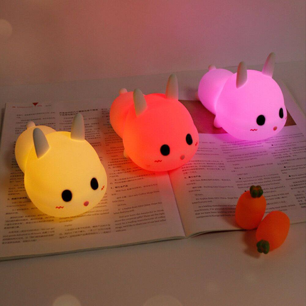 Sản Phẩm Mới Đèn Ngủ Nhỏ LED Thỏ Cảm Biến Cảm Ứng Điều Khiển Từ Xa Hẹn Giờ Có Thể Điều Chỉnh Độ Sáng Màu Đèn Thỏ Silicon Sạc USB Quà Tặng Trẻ Em Em
