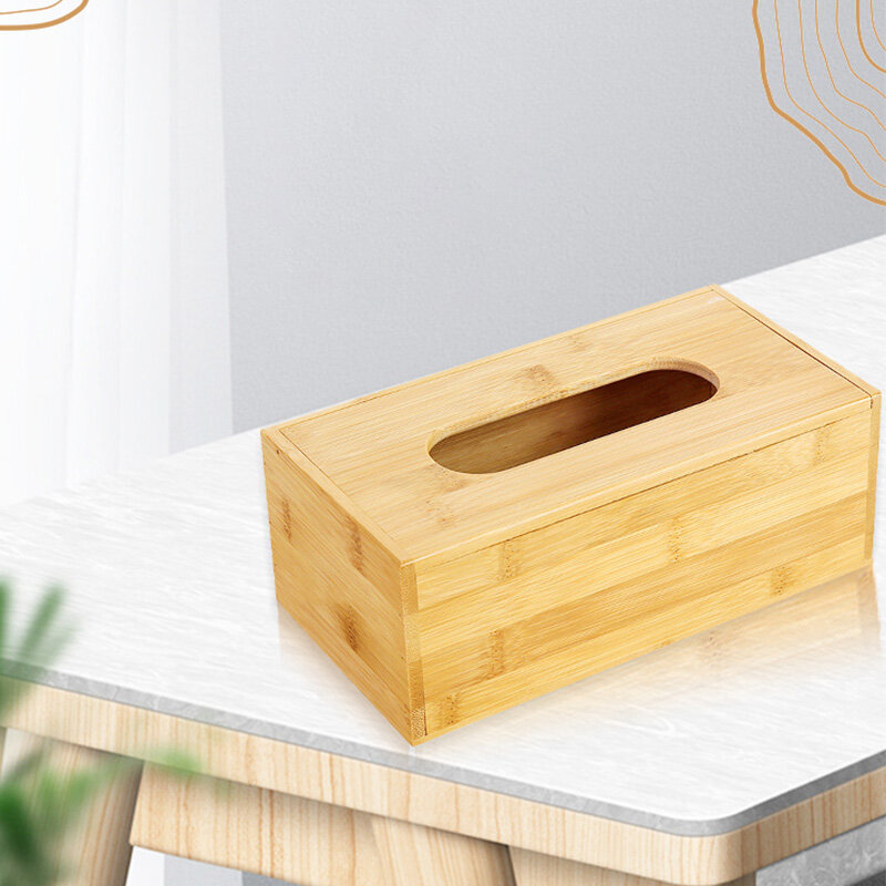 Tissue box dust-proof storage creative paper box bamboo wood desktop multi-function paper box hotel car