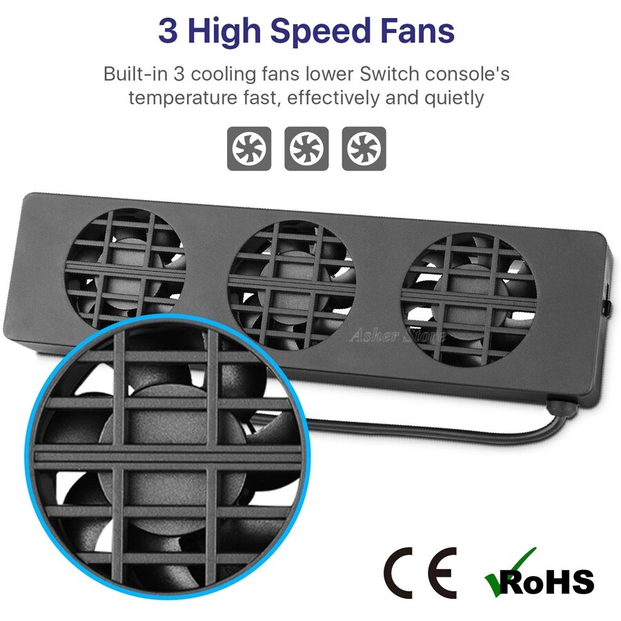 Nintendo Switch Dock Mount Console Cooler Temperature Control Cooling Fan 3 Fans for NS Switch Accessories