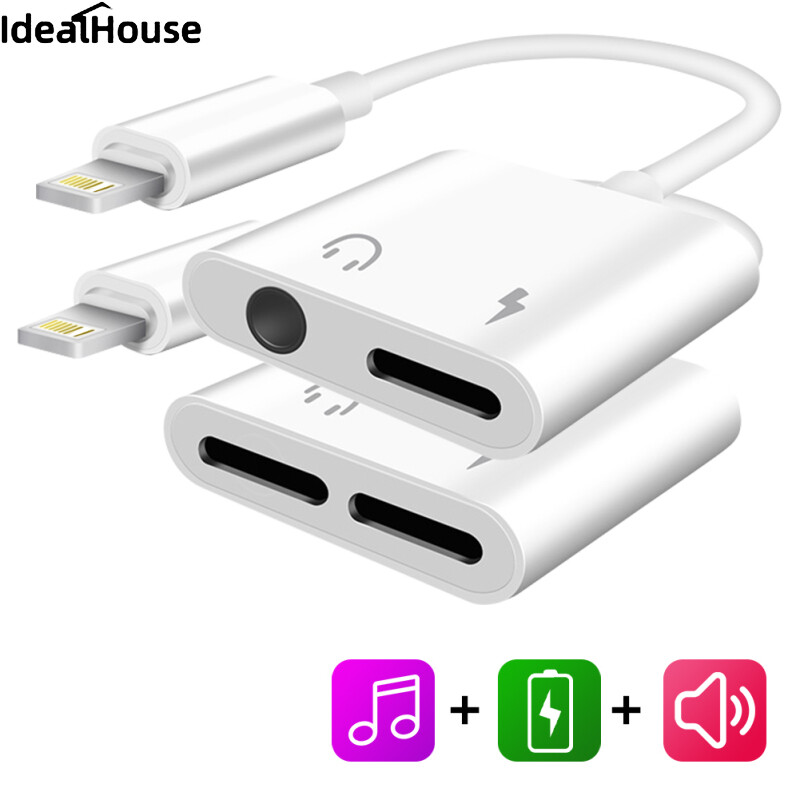 IDealHouse【ready stock】Mobile Audio Adapter 3.5mm Jack Headset Charging Connector Adapter Cable For Iphone