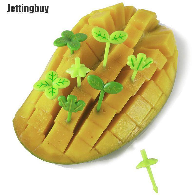 [Jettingbuy] 8pcs/set Fruit Fork Toothpick Leaves Decoration Lunch Box Bento Accessories