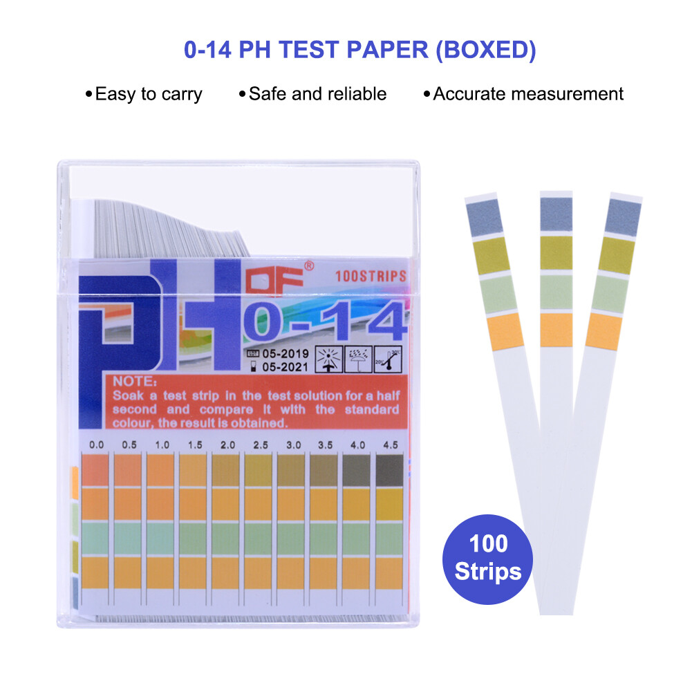 RCYAGO 100 Strips/box PH Test Strips Full Range Scale Indicator Test Paper Premium Litmus Tester Paper Ideal for Test pH Level of Water