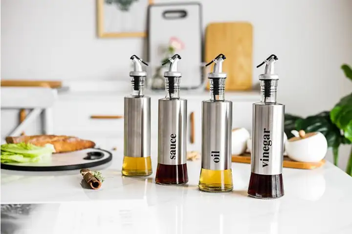 Olive Oil Vinegar And Sauce Dispenser Bottle With Funnel 11oz