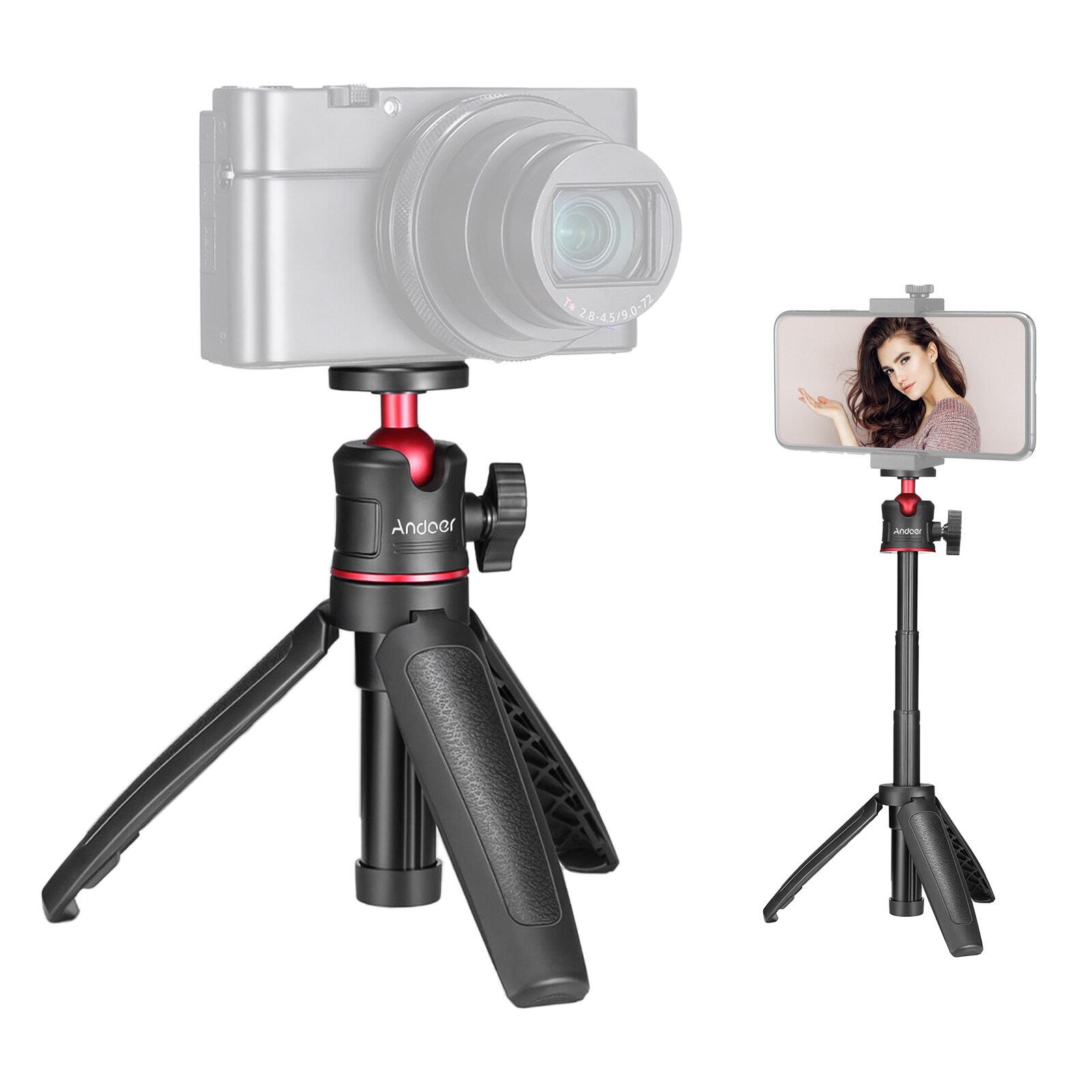 Andoer MT-08 Mini Nối Dài Máy Tính Để Bàn Chân Máy Cầm Tay Nhiếp Ảnh Khung Đứng Với Linh Hoạt Ballhead 1/4 Inch Vít Núi Đối Với Ảnh Tự Sướng Du Lịch Vlogging