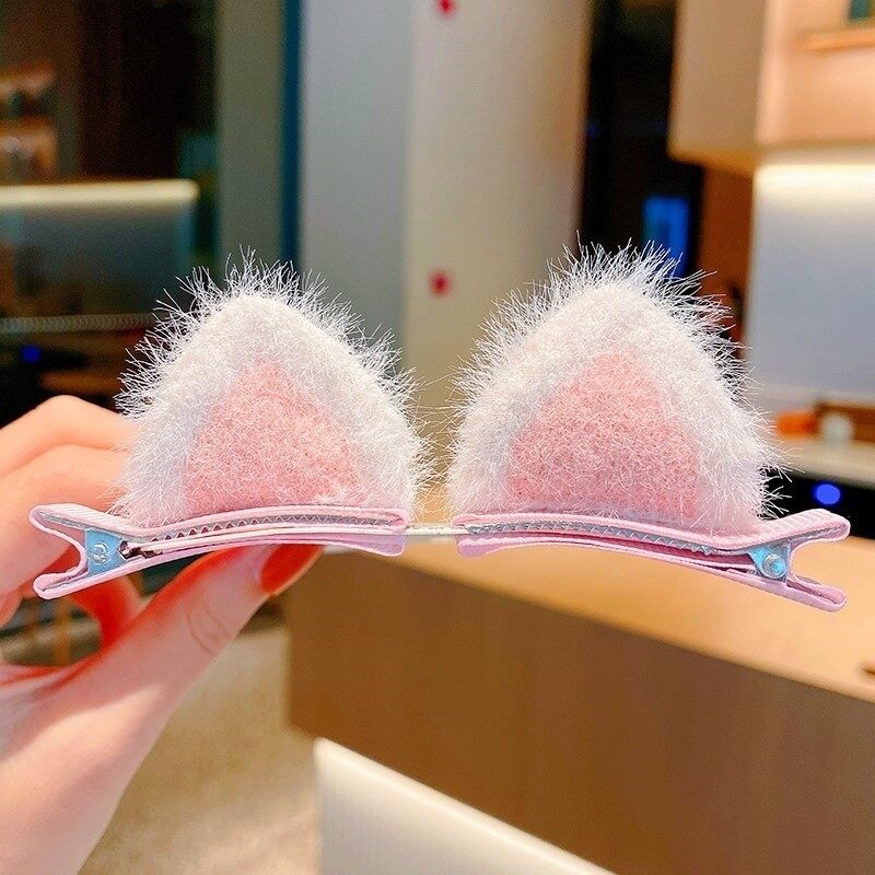 Cute Wool Cat Ears Hair Clip Fall And Winter for Baby Girls