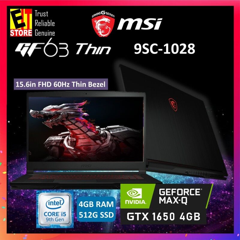MSI GF63 THIN 9SC-1028 GAMING LAPTOP (I5-9300H+HM370/4GB/512GB SSD/15.6 FHD/4GB GTX 1650 MAXQ/W10/2YRS) + BACKPACK Malaysia