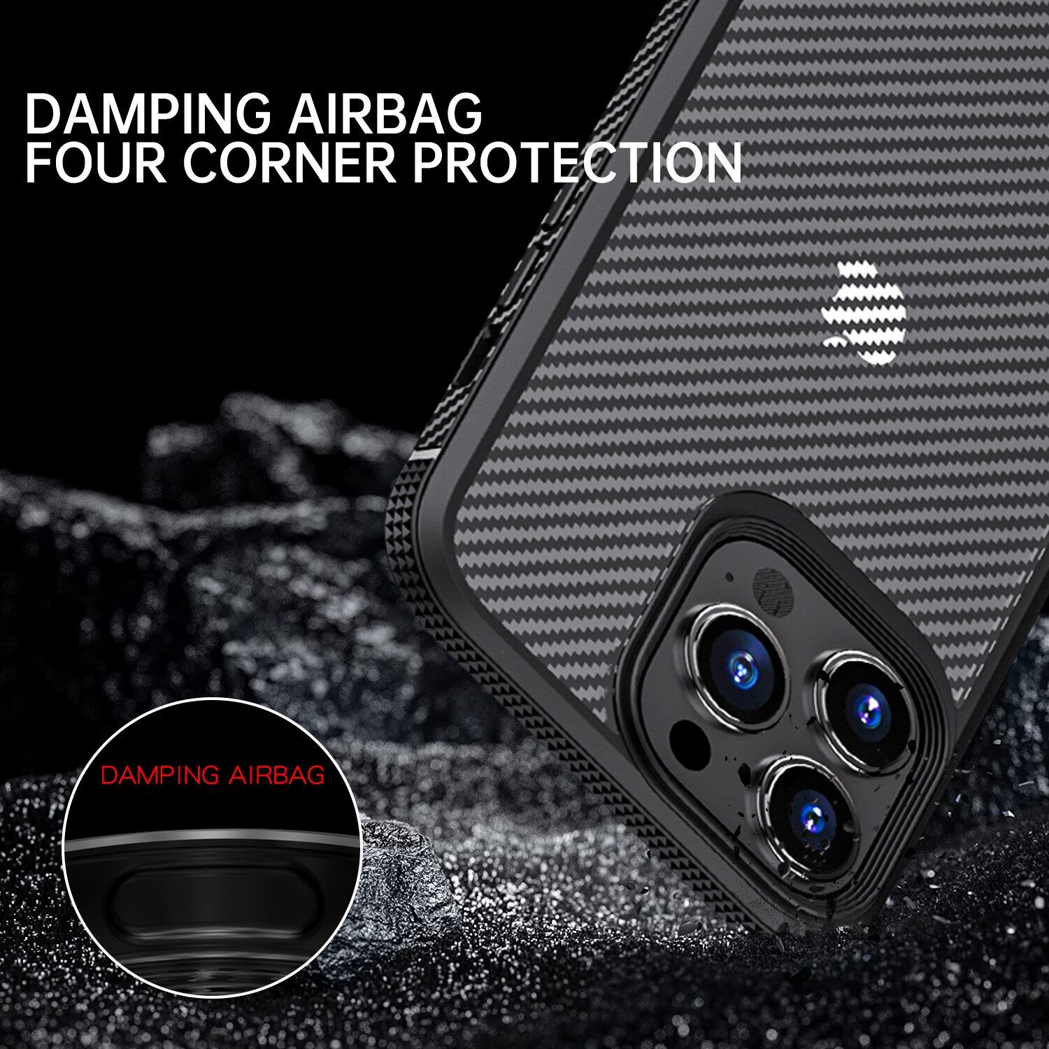 Cho iPhone 15 Pro Max Trường Hợp Kiểu sợi Carbon nửa trong suốt Cứng Trở Lại Ốp chống sốc cho iPhone 14 Pro Max, 11/12 Pro Max, 13 Mini, 13 Pro Max Trường Hợp