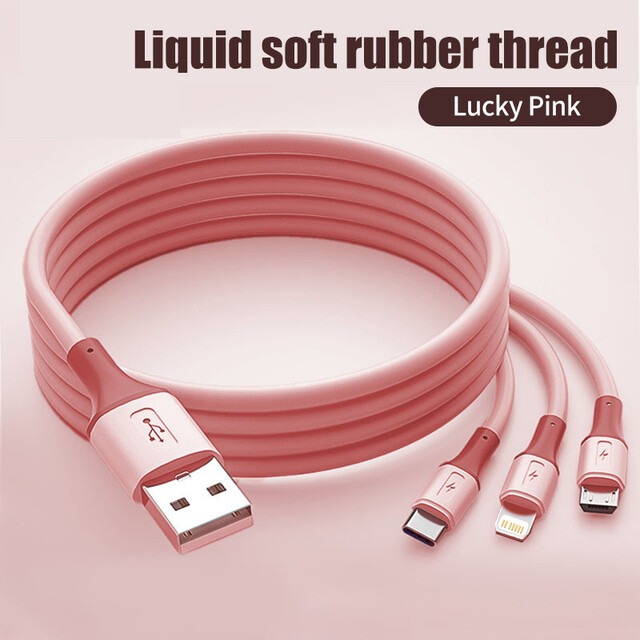 Greenyeah Sạc Nhanh 3A Cáp USB 3 Trong 1 Silicone Lỏng Micro USB Type C Cáp Sạc Cho Dây Samsung Xiaomi Sạc iPhone