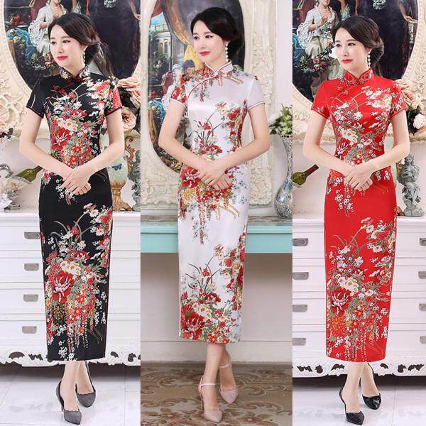 Nơi bán Đầm sườn xám xẻ tà, ngắn tay phong cách Trung Hoa cho nữ