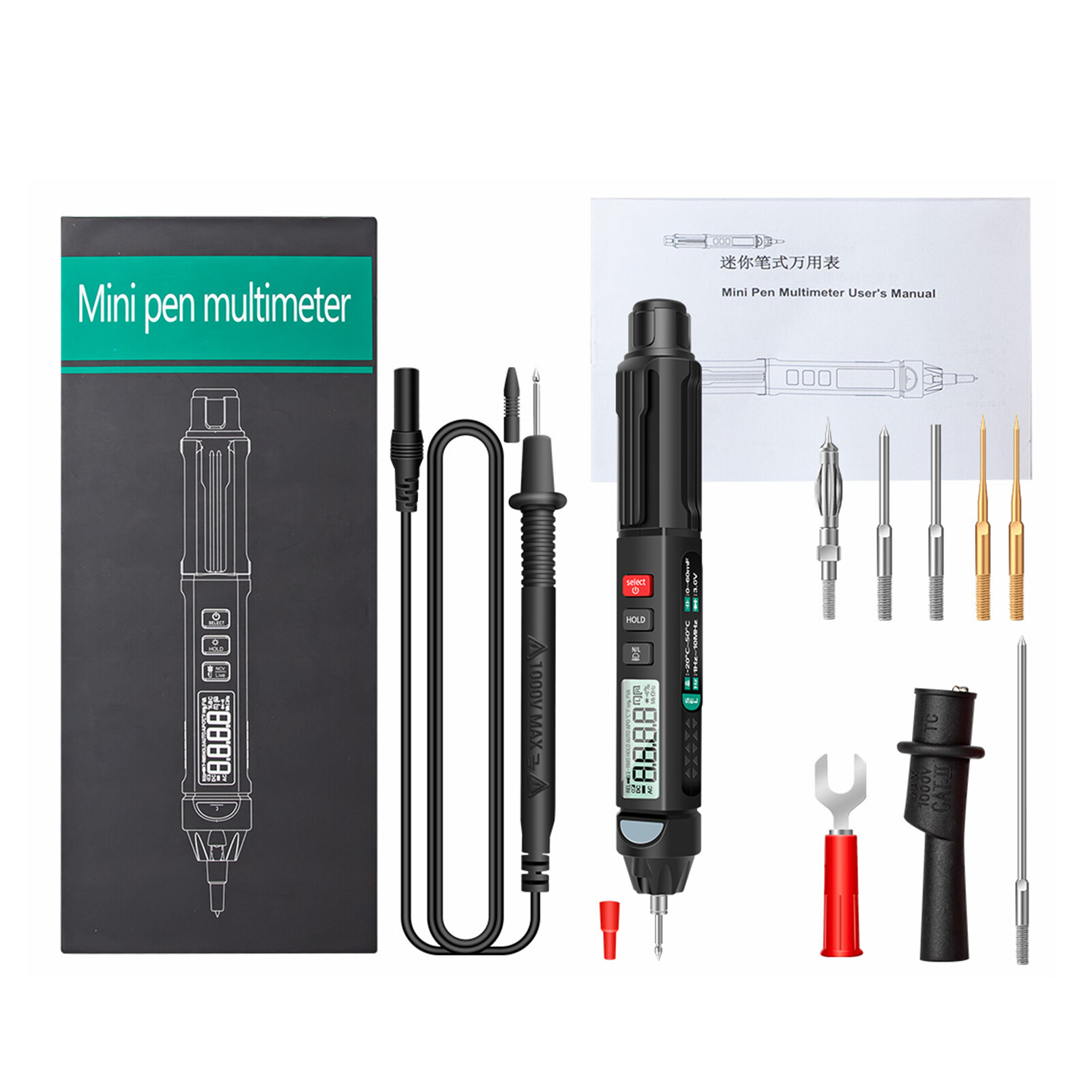 Bút Cảm Biến Thông Minh A3008/A3007, Vạn Năng 6000 Đếm Kỹ Thuật Số Vạn Năng Meter Tester Với Đèn Pin Đèn Nền Màn Hình LCD NCV Tự Động Tắt Nhiều Phụ Kiện Để Kiểm Tra Liên Tục Điốt Điện Dung Điện Trở Dòng Điện