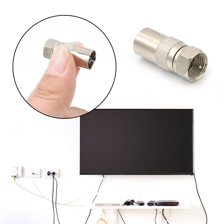 1PC F ประเภทปลั๊กตัวผู้ To Coax RF Aerial Plug หญิงเคเบิลทีวีตัวปรับเสา ...