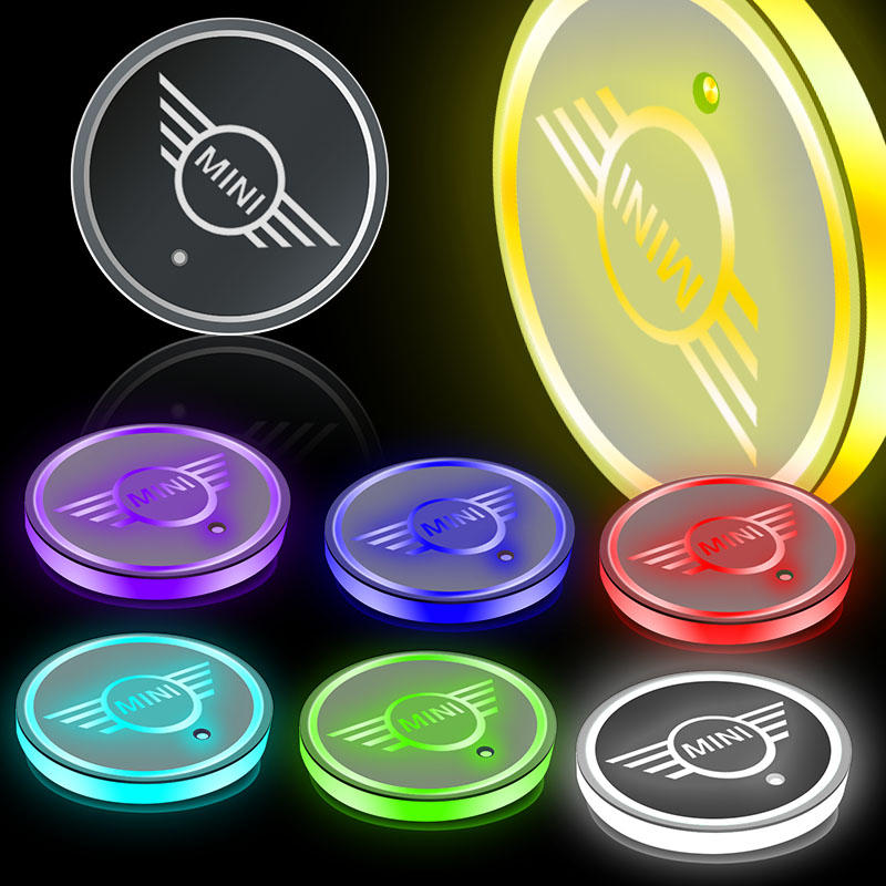2PCSโลโก้รถอิเล็กทรอนิกส์Luminous Coasterสายชาร์จยูเอสบีแอลอีดีสำหรับ ...
