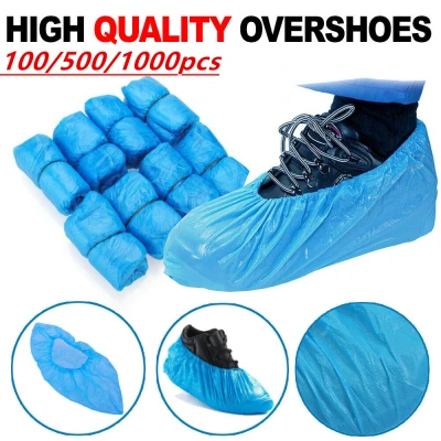 100Pcs Disposable Shoe Cover Blue Anti Slip CPE Plastic Cleaning Overshoes Boot Safety Homes Overshoes