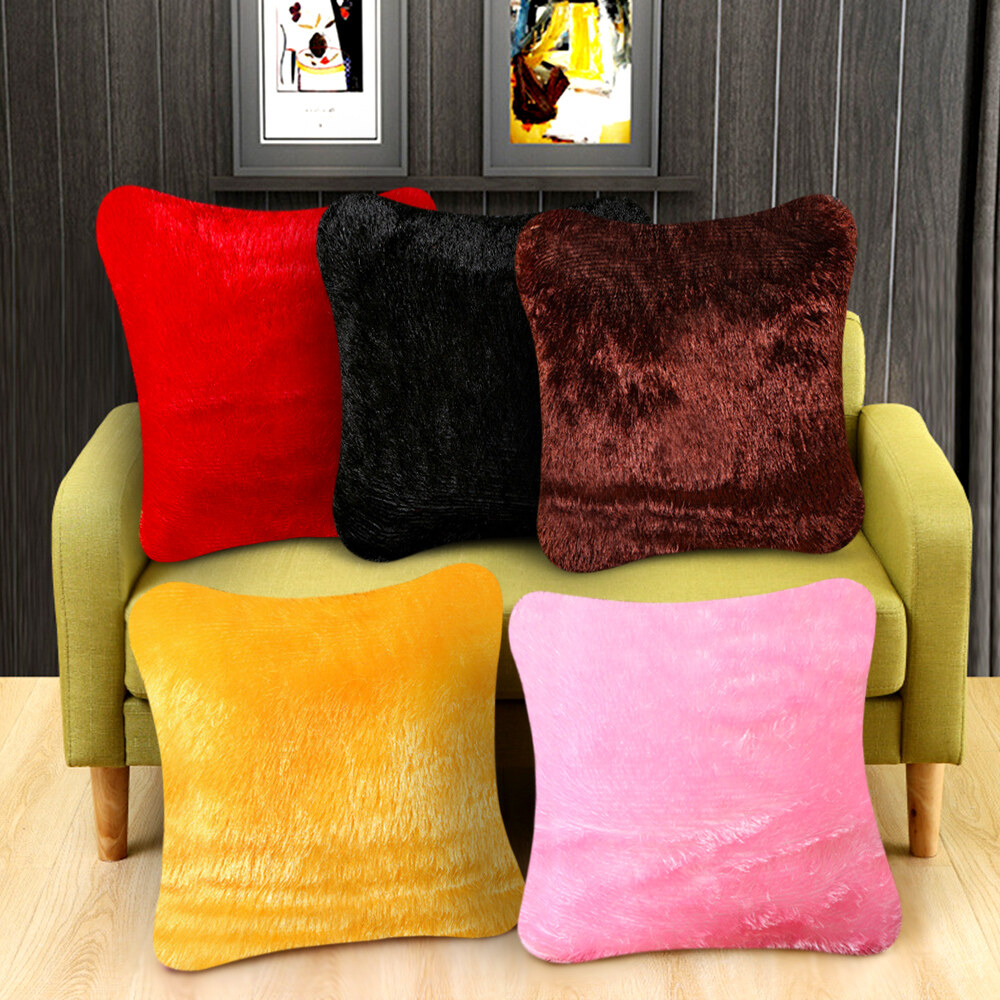 Fluffy Plush Square Waist Throw Cushion Cover Throw Pillow Cushion Shaggy Soft Chair Sofa Cushion Cover Shaggy Cushion Covers Square Pillow Case