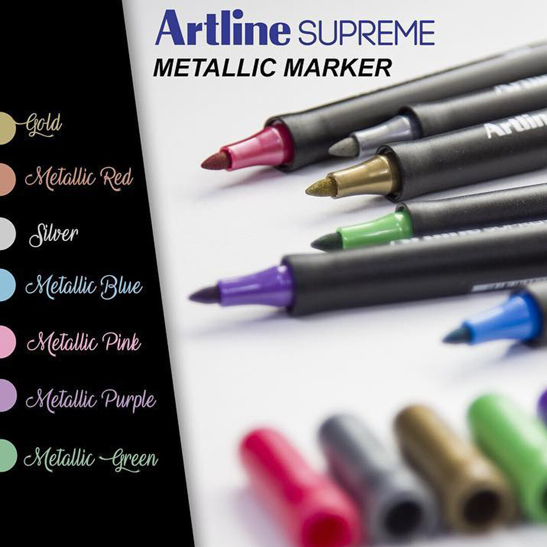 4 Colour Bundle Artline Supreme METALLIC PERMANENT Marker 1.0mm Bullet Lazada