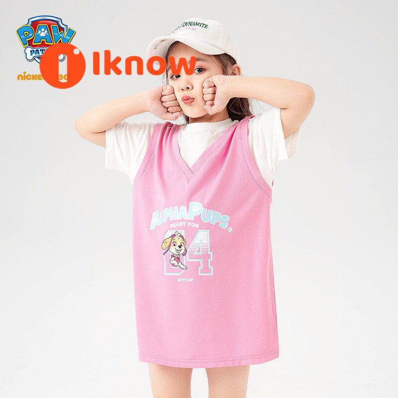 I know Paw Patrol Girls' Dress, Sports Style Skirt, Summer New Casual Round Neck