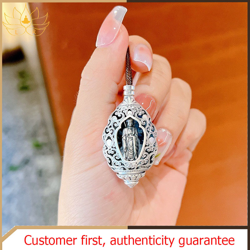 LR-Amitabha Buddha necklace Buddhist jewelry blessing enhance fortune peace and health pattern pendant amulet scripture necklace for men and women