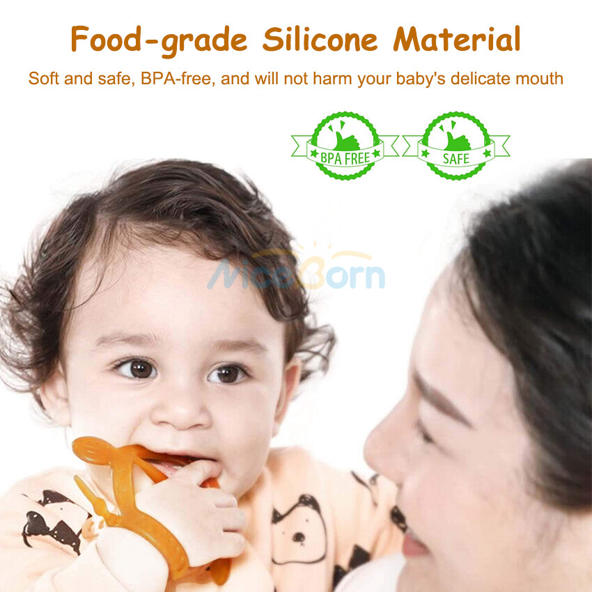 NiceBorn Baby Silicone Teethers  Wristband Teether Newborn Chewing Bite Pacifiers Teethers Smoother Teether Baby Toy BPA Free Toddlers Infant Soother Mini Cute Baby Adjustable Chew Teething Toys for Soothing Sore 3-12 Months Babies