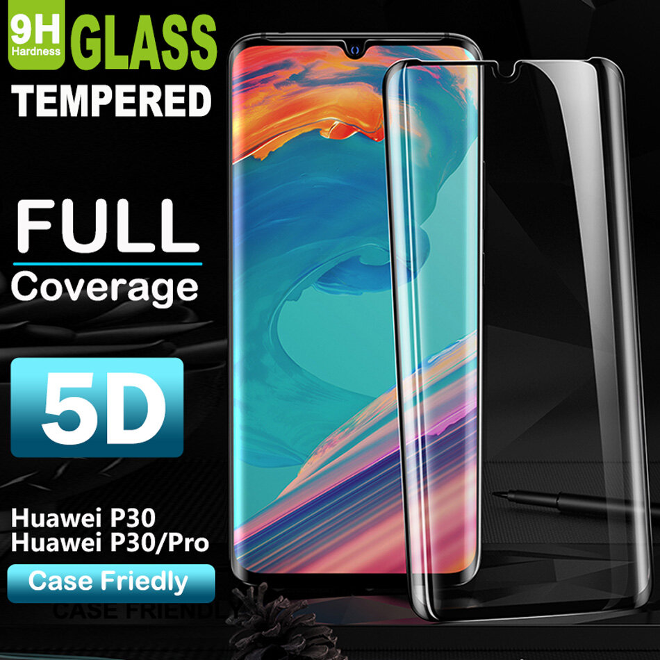Tempered Glass For Huawei P30 Pro Screen Protector Full Cover 9H Glass Film For P30 Lite Glass Protector Film for Nova 4E Film