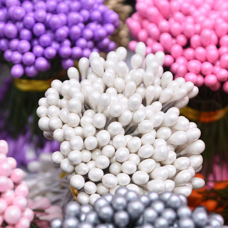 400pcs Multi Colors Pearl Stamen Sugar Handmade Artificial Flower for Wedding Decoration DIY 3mm Stamen Pistil Floral