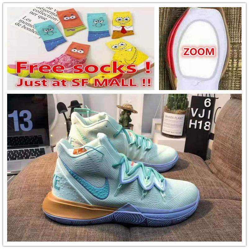 Kyrie 5 X Squidward_2019 Asli Nike_Women 'S _ Pria Sepatu Basket dengan Zoom (Free Kaos Kaki)