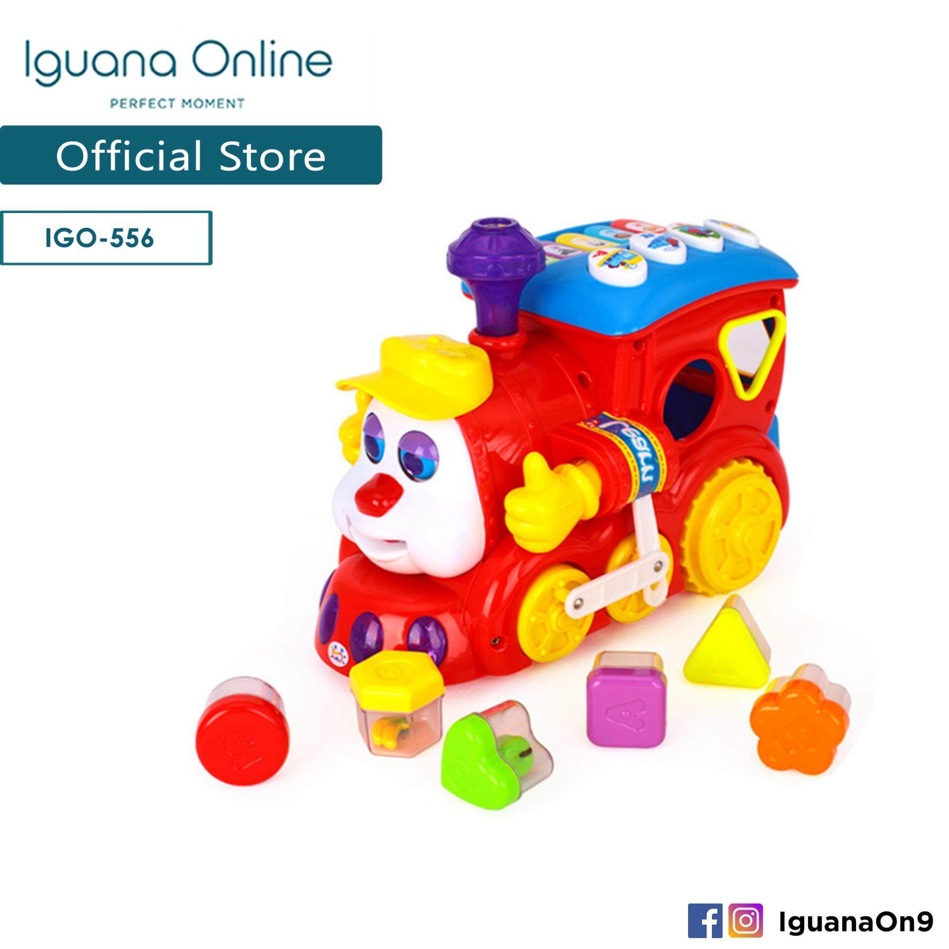 Iguana Online Early Education Baby Toys Cartoon IQ Train On Wheels Electric Toy with Light Music Learning Educational Toys for Children Kids Boys and Girls